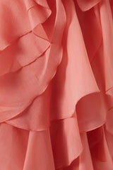 lorraine Halter Floral Ruffle Layered Mini Dress in Orange