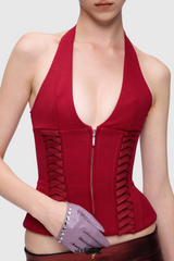 Celleen Halter Lace Up Corset Top