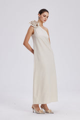 Charlotta Flower One Shoulder Maxi Dress