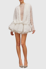 Chaylee Semi-sheer Lace Ruffle Mini Dress