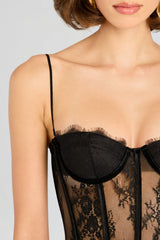 Lace Corset Velvet Maxi Dress