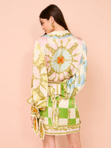 victoria long sleeve Silk Mini Dress in Multi