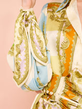 victoria long sleeve Silk Mini Dress in Multi