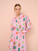 polly Emblem long sleeve maxi Dress in Pink