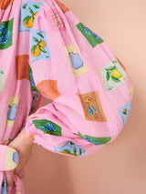 polly Emblem long sleeve maxi Dress in Pink