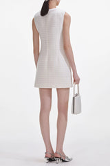 Cream Boucle Bow Mini Dress