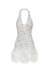 Tove Sleeveless V-neck Diamond Flowers Mini Dress