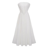 Carlotta White Strapless Pleated Maxi Dress