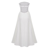 Carlotta White Strapless Pleated Maxi Dress