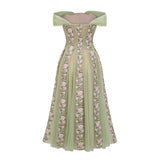 octavia Tulle Panel Floral Midi Dress in green