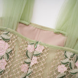 octavia Tulle Panel Floral Midi Dress in green