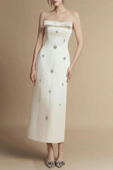 Sheath Straight Across Neck Taffeta Midi Dress