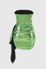 jennifer Strapless Ruched Mini Dress in green