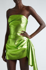 jennifer Strapless Ruched Mini Dress in green