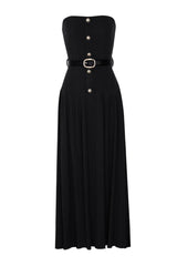 Deasa Strapless Belted Knit Maxi Dress - Black