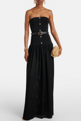 Deasa Strapless Belted Knit Maxi Dress - Black