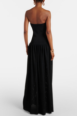 Deasa Strapless Belted Knit Maxi Dress - Black