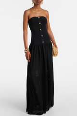 Deasa Strapless Belted Knit Maxi Dress - Black