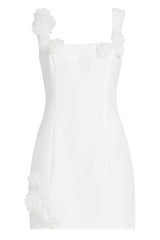 Dilanne Floral Appliqué Mini Dress in White