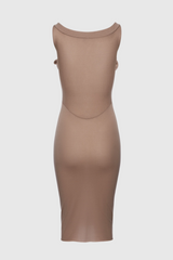 Dinella Floral Appliqué Corset Midi Dress in Grey