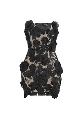 jessica floral embroidery Mini Dress in black