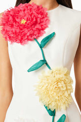 Buttercup Embroidered Mini Dress in Ivory