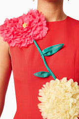 Buttercup Embroidered Mini Dress in Red