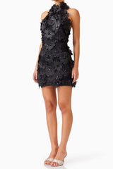 Cherry Blossom Mini Dress in Black