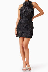 Cherry Blossom Mini Dress in Black