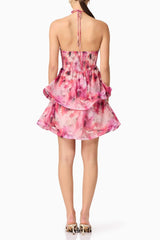 Evalina Floral Mini Dress in Pink