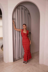 josephine Frill Maxi Dress in Red