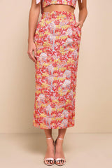 Pink Multi Metallic Tie-Strap Two-Piece Midi Dress