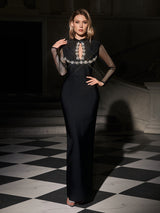 kristin Cutout Crystal Bandage Maxi Dress in black