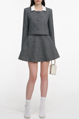 Euryda Herringbone Polka Dot Scarf Jacket