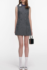 Euryda Herringbone Scarf Sleeveless Mini Dress