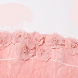 FLOWER-APPLIQUÉ STRAPLESS MINI DRESS IN PINK