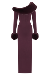 rebecca Faux Fur Knit Maxi Dress - Plum