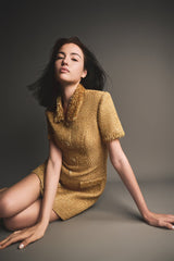 gold embellished mini dress