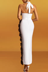 sebastiane Halterneck Flower Bandage Maxi Dress