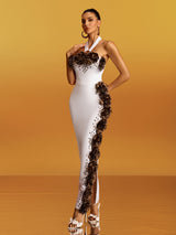 sebastiane Halterneck Flower Bandage Maxi Dress