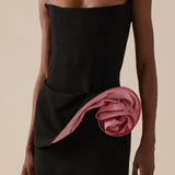 darlene Strapless Floral mini Dress in black