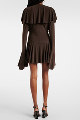 Hathay Ruffle Mini Dress - Brown