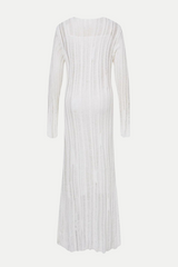 Hilaria Rose Handcrafted Knit Midi Dress in White