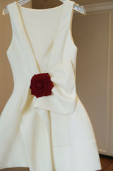 joanna backless flower bow embellished mini dress in white