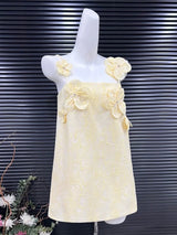 tracy floral jacquard mini dress in yellow