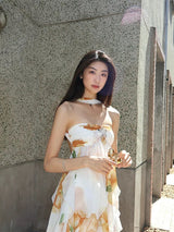 katherine Floral Halter Backless Mini Dress