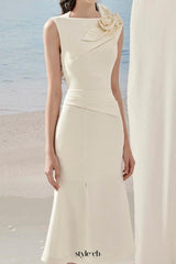 alani flower slim split midi dress in apricot