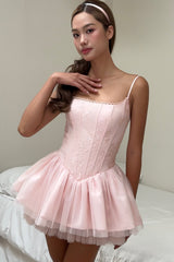 celeste lace bowknot backless mini dress in pink