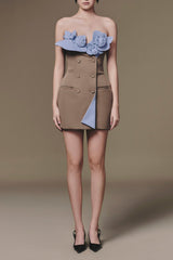 3D flowers Bustier Mini Dress