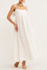 Iggy Embroidered Midi Dress In Cream